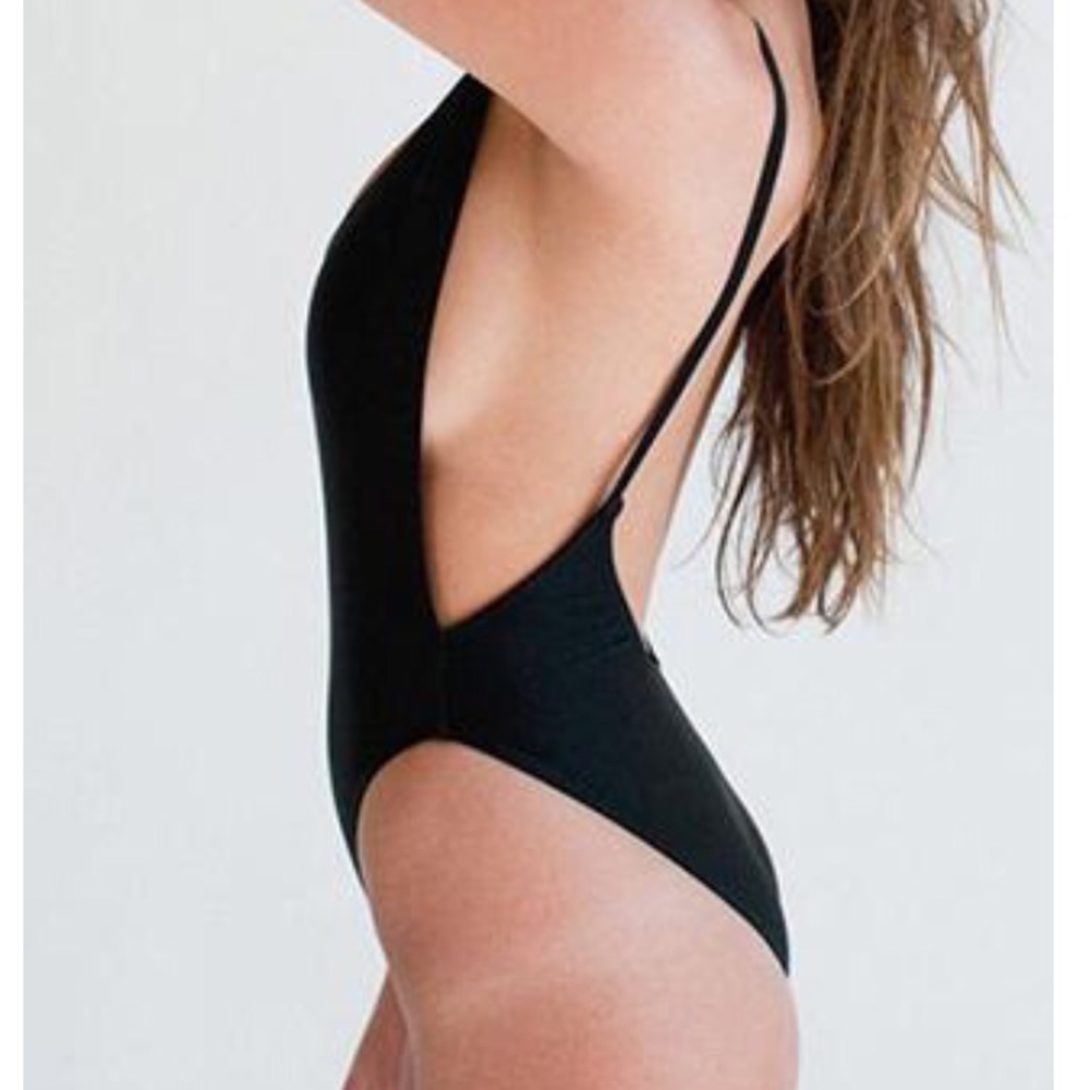 Black low cut bathing suit