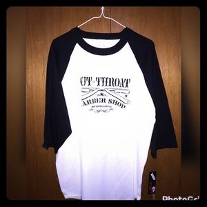 Men's Cut Throat Barber Shop Baseball Tee