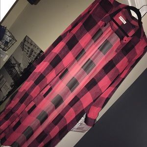 Zara Longline Sheer Checker Blouse