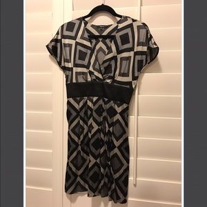X Small Express Grey and Black Silk Dress