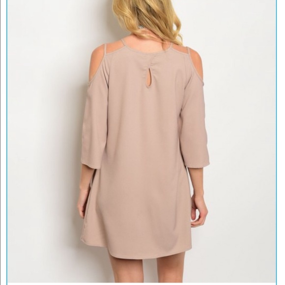 Taupe Cold Shoulder dress ✨LAST ONE!!✨ - Picture 2 of 4
