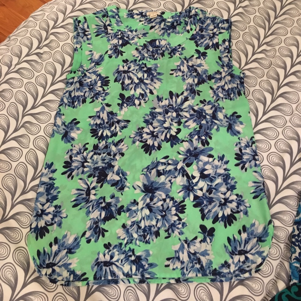 Bright colored floral sleeveless top