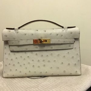 Custom made Ostrich kelly clutch
