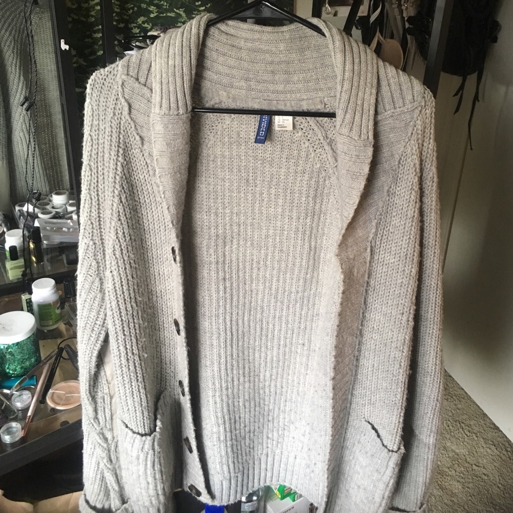 Grey Shawl Collar Cardigan