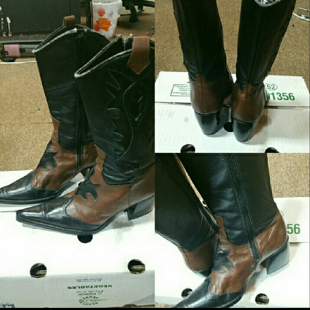 Black and brown boots