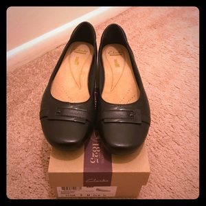 Clarks Black Leather Flats