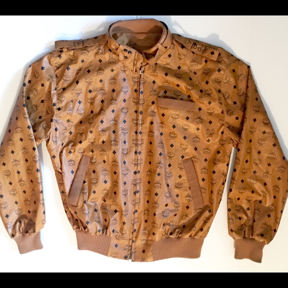 VINTAGE MCM MONOGRAM FAUX LEATHER JACKET MED - Picture 1 of 4