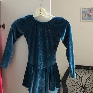 Blue velvet skating dress