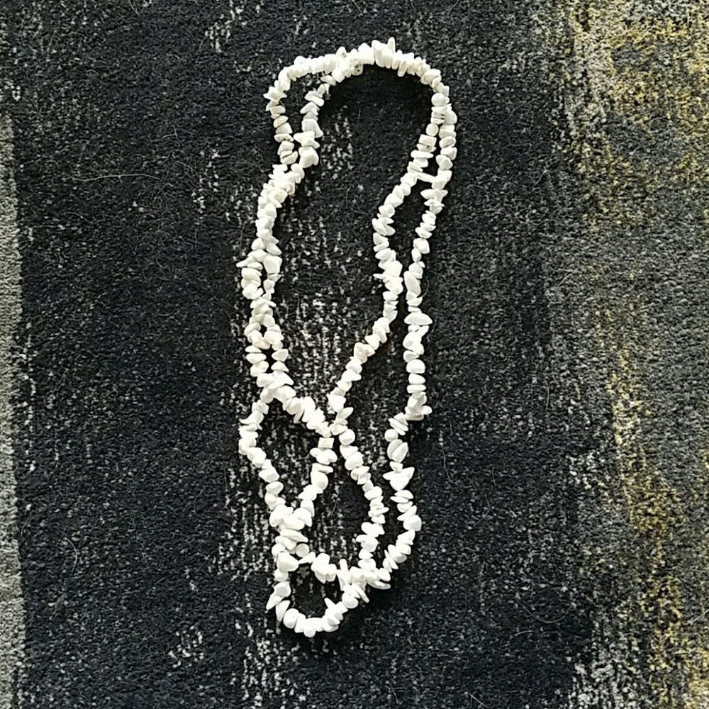 Coral white long double necklace