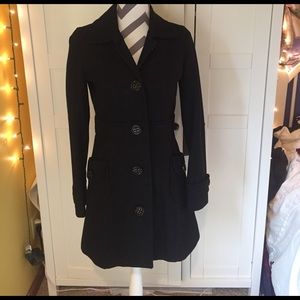 Long Black Peacoat by Tulle