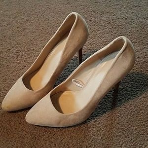 Tan faux suede heels