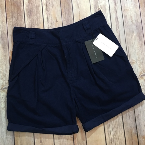 Zara Pants - ❗️CLEARANCE ❗️NWT Zara Navy Pleated Corduroy Short
