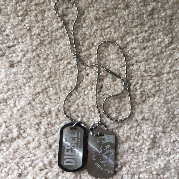 diesel dog tag necklace