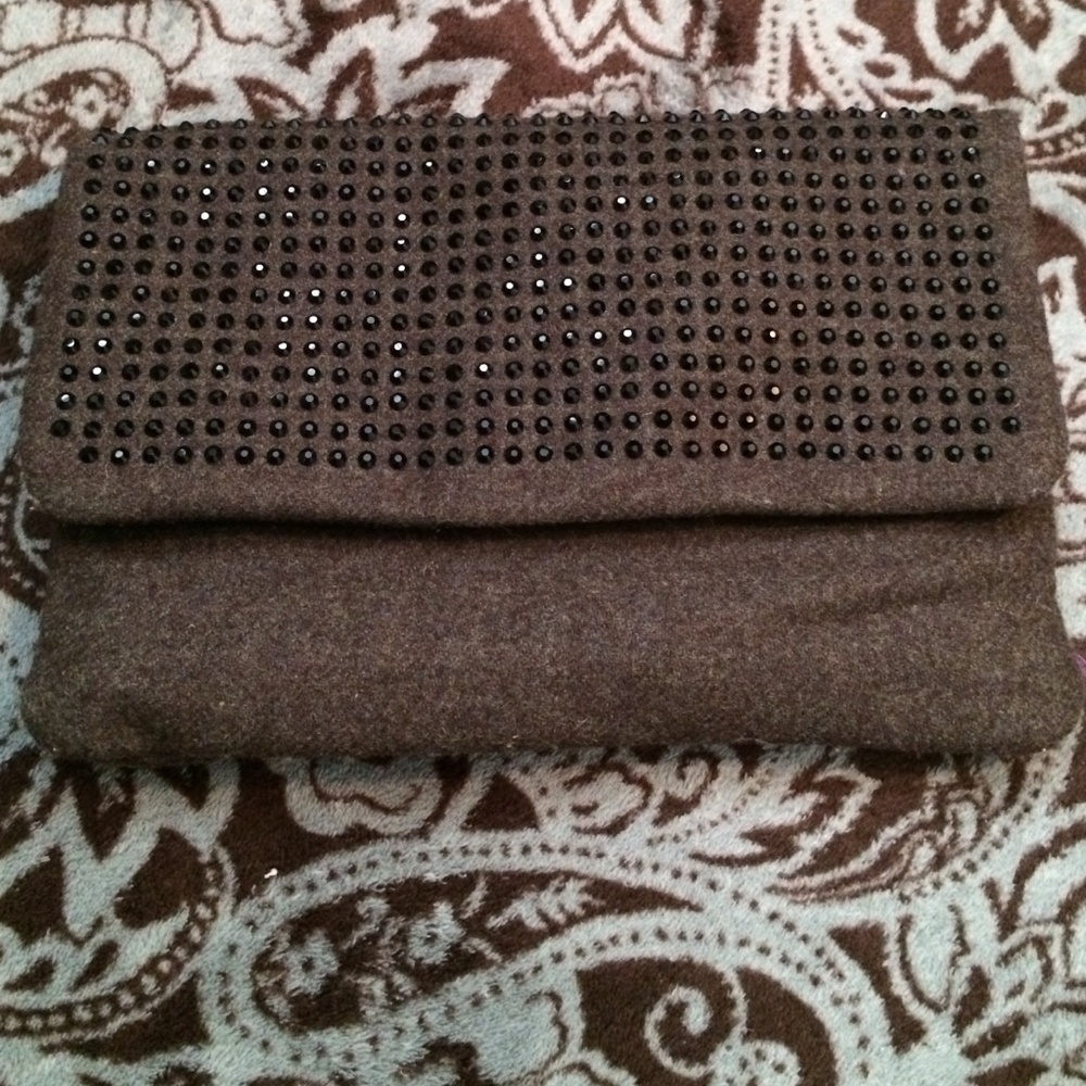 Deux Lux olive studded clutch
