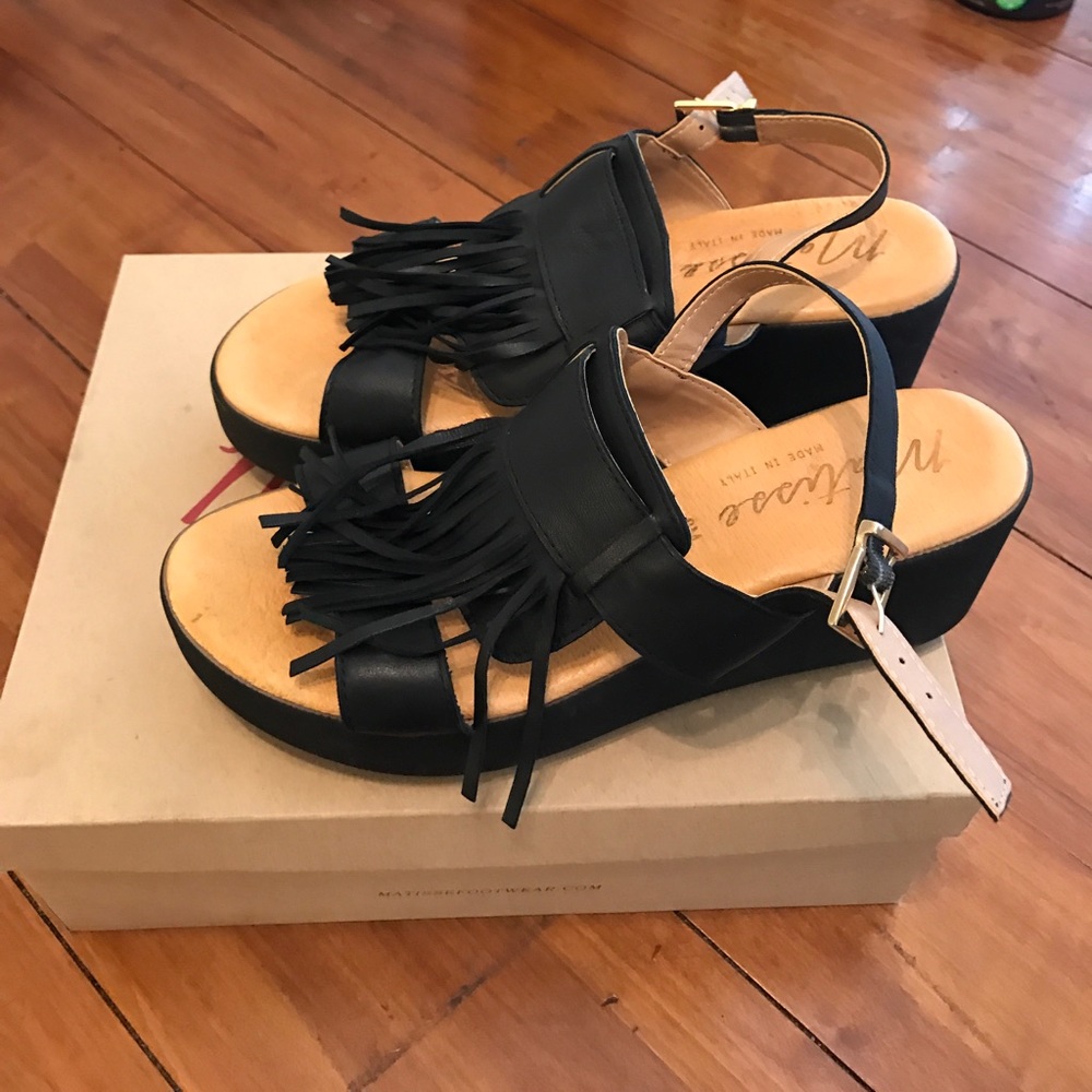 Matisse Italian Leather Fringe Wedges