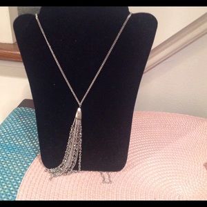 Loft Silver tassel long necklace