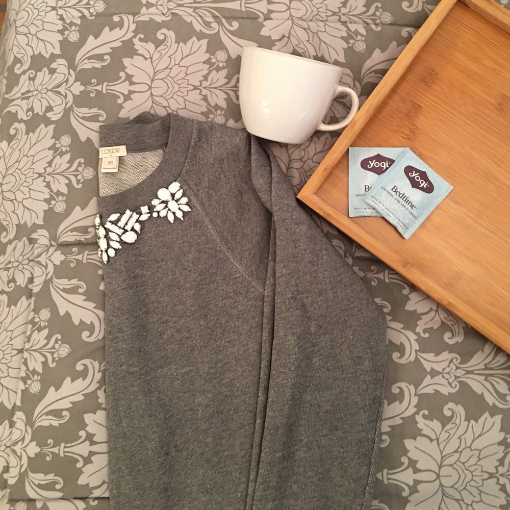 Embellished j.crew gray sweatshirt