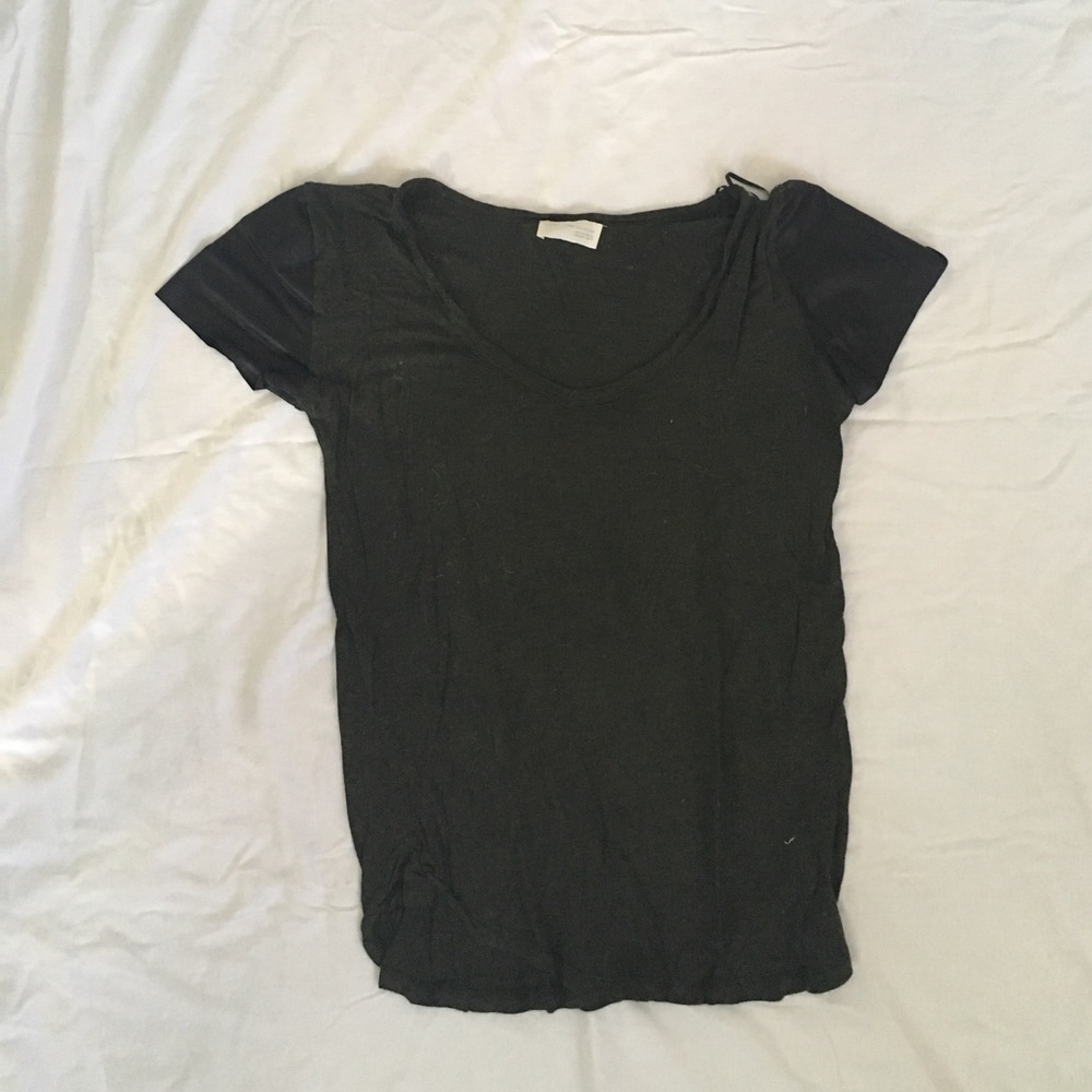 Leather sleeved Zara Shirt