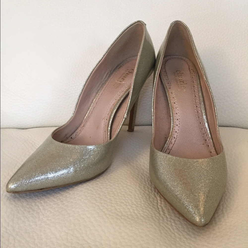 Charles David, silver sparkle pumps, 7.5