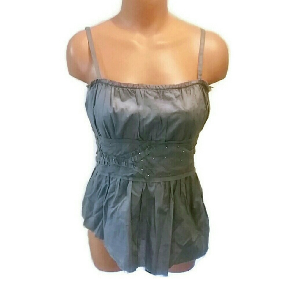 Charlotte Russe Gray Rhinestone Peplum Sparkle Top