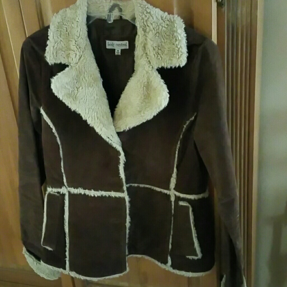 A brown faux suede  boho  style  jacket
