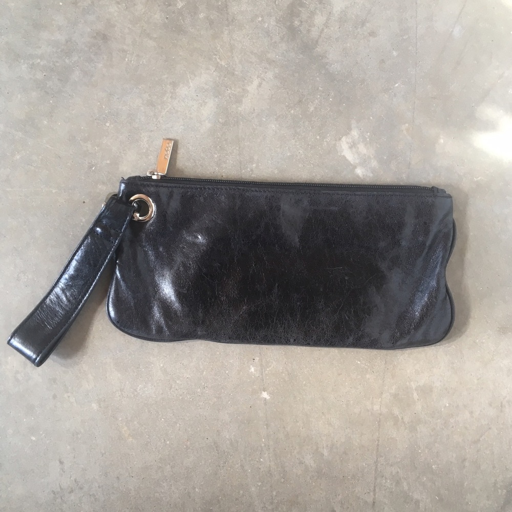HOBO black leather wristlet purse