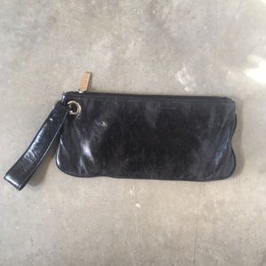 HOBO black leather wristlet purse