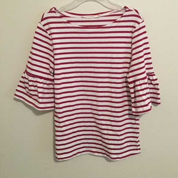 Red Stripped Bell-sleeve Shirt - Picture 1 of 4