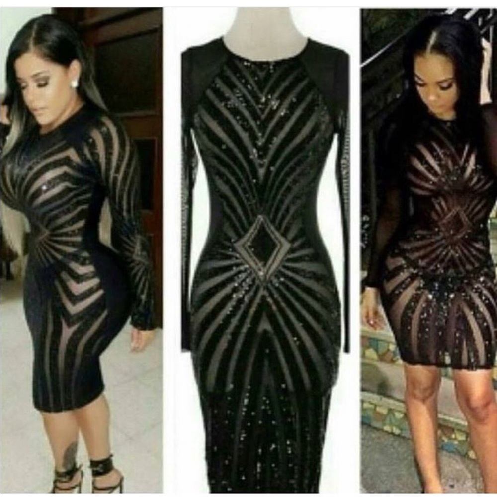 Black see through midi dress!