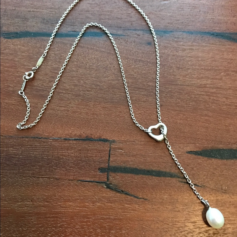 Tiffany & Co. Elsa Peretti Open Heart Pearl Lariat
