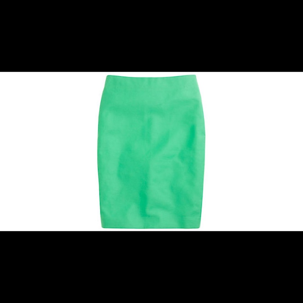 NWT J Crew No.2 Bright Green Double Serge Cotton Pencil Skirt
