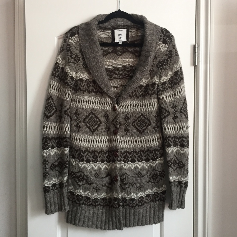 I LOVE H81 - brown tribal sweater Size Large