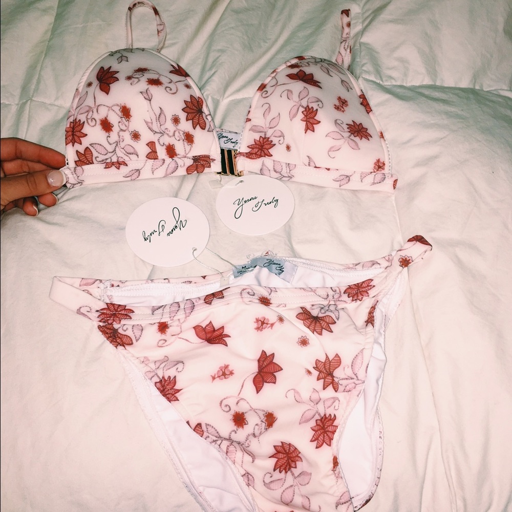 Tiger Mist Floral Bathing Suit Set/High Wasted