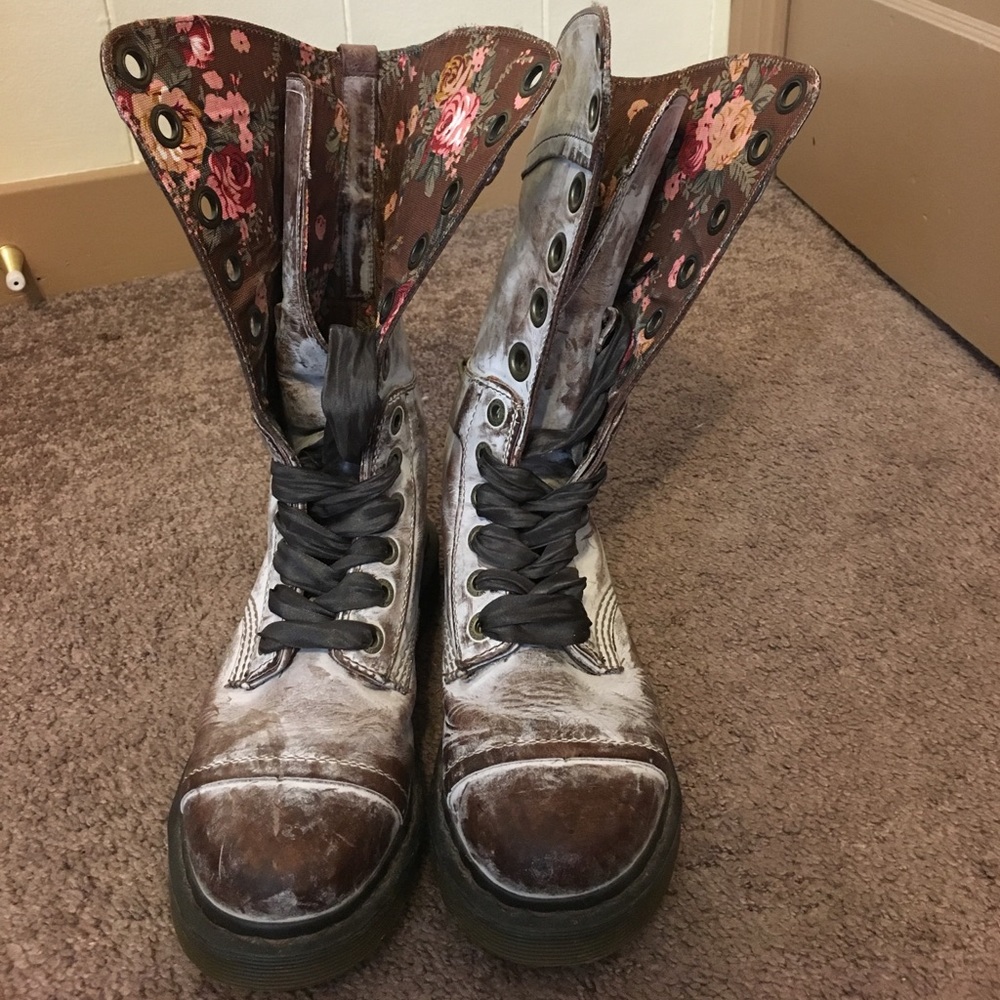 Dr. Martens floral fold over boots
