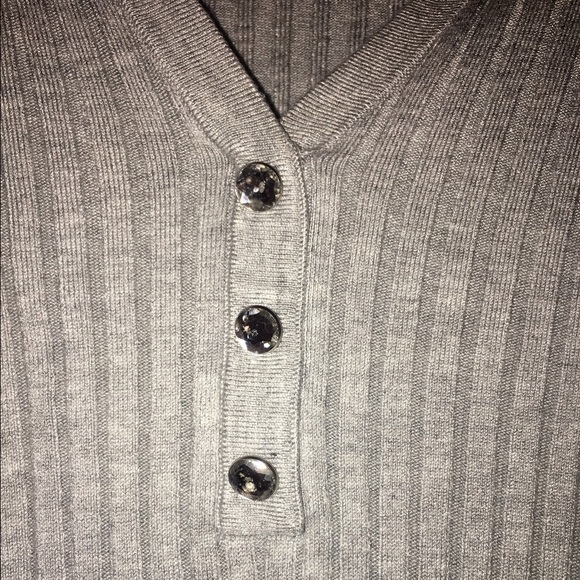 INC Grey Three Quarter Sleeve Top Petite - Picture 3 of 5