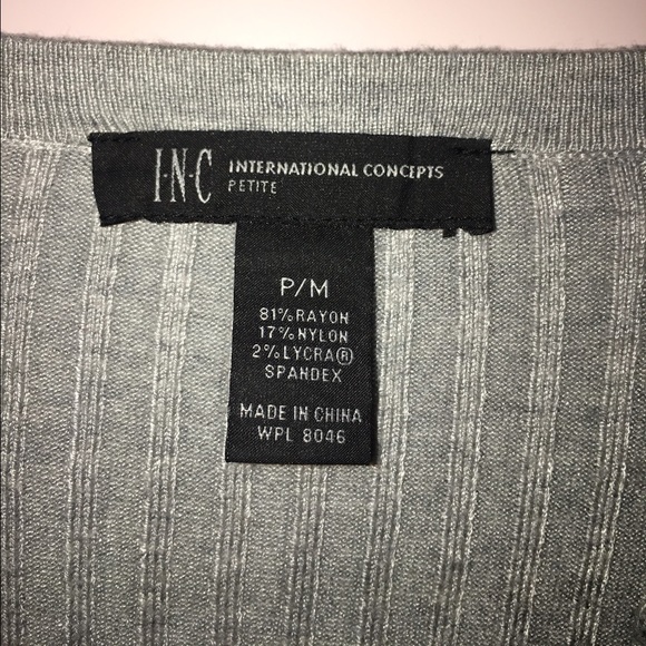 INC Grey Three Quarter Sleeve Top Petite - Picture 5 of 5