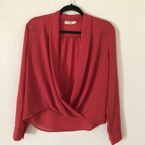 Coral chiffon blouse