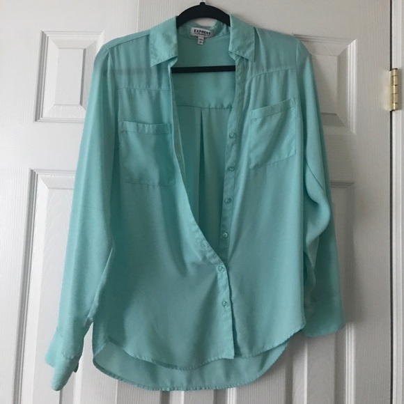 Light Blue Express Button Down Blouse - Picture 1 of 1