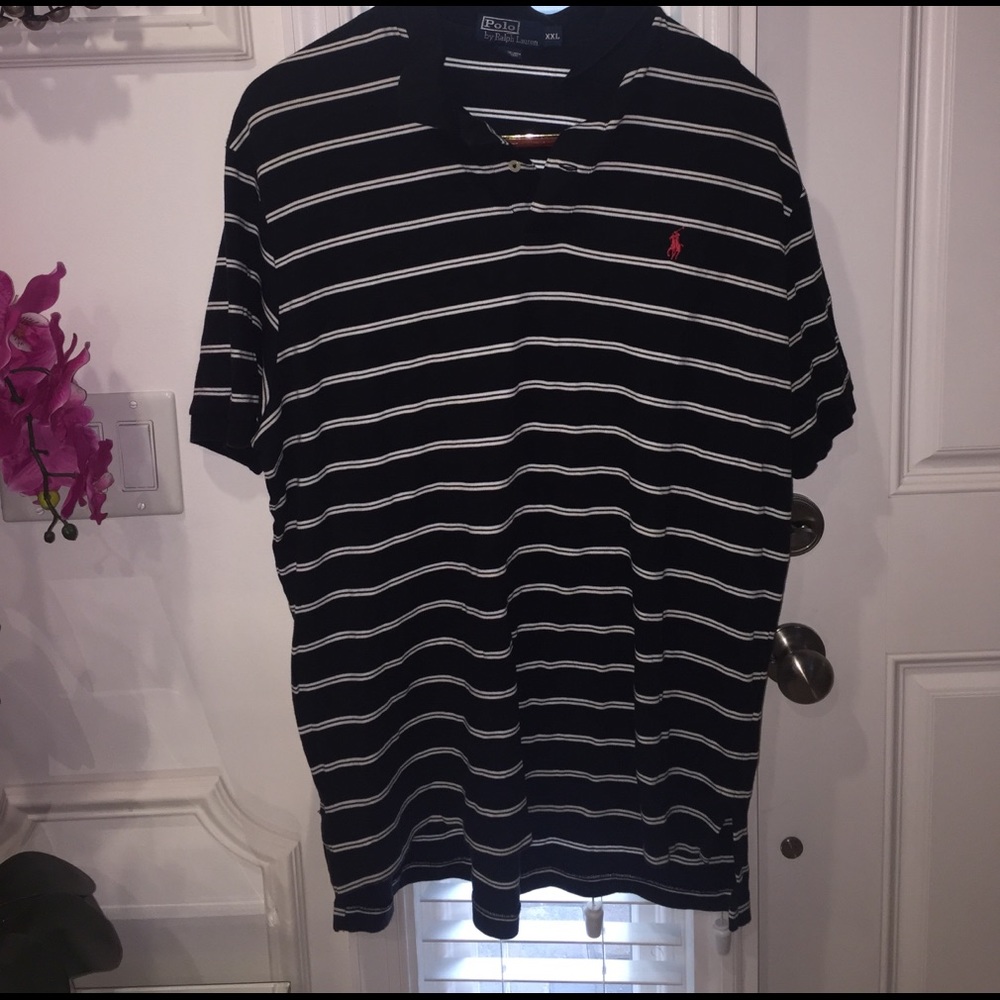 Black/White Striped Men's Polo /XL: Polo Ralph Lau