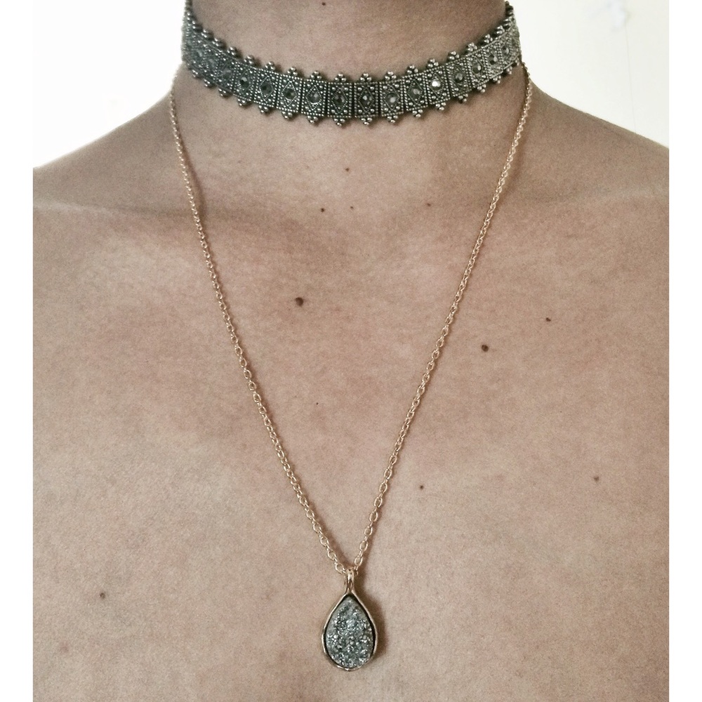 Genuine Druzy Teardrop Necklace