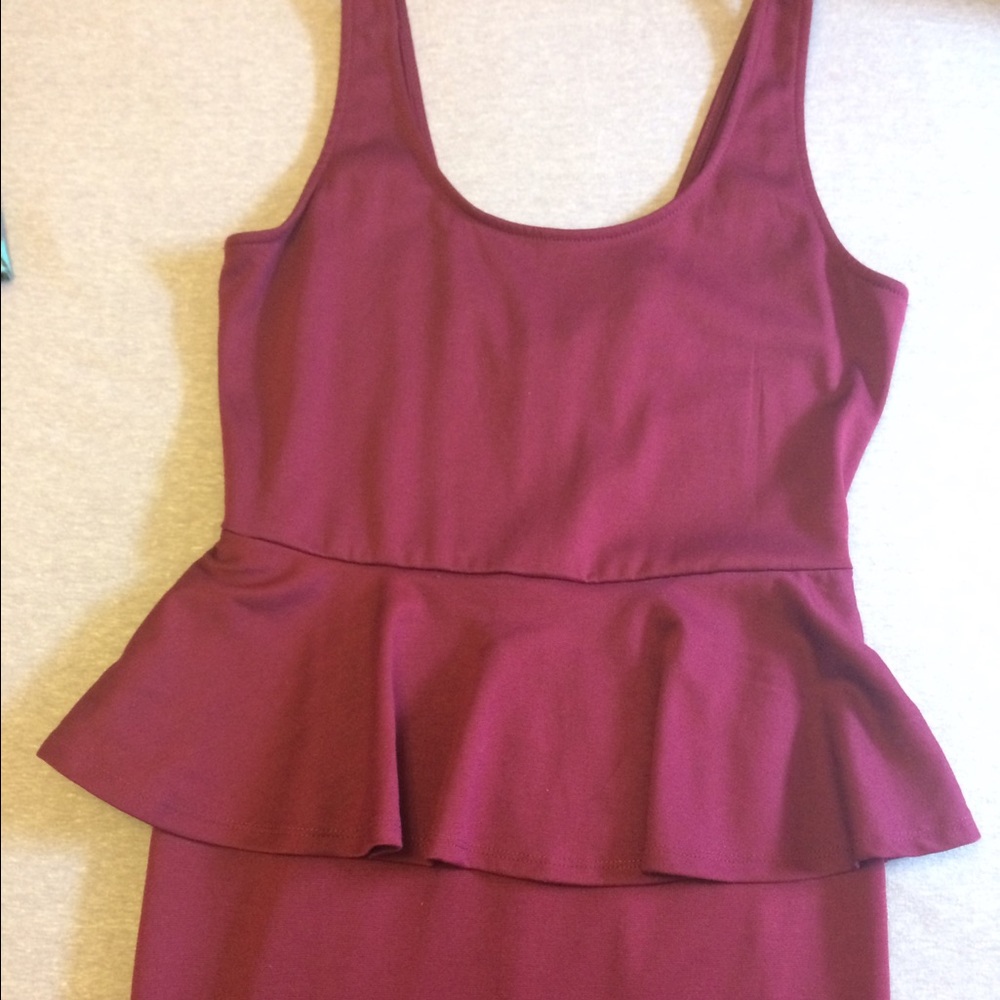 SUMMER SALE Burgundy peplum dress