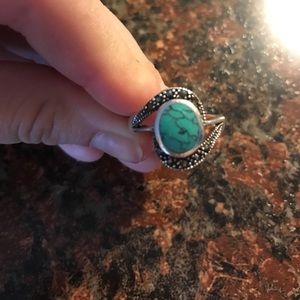 Turquoise and sterling silver ring