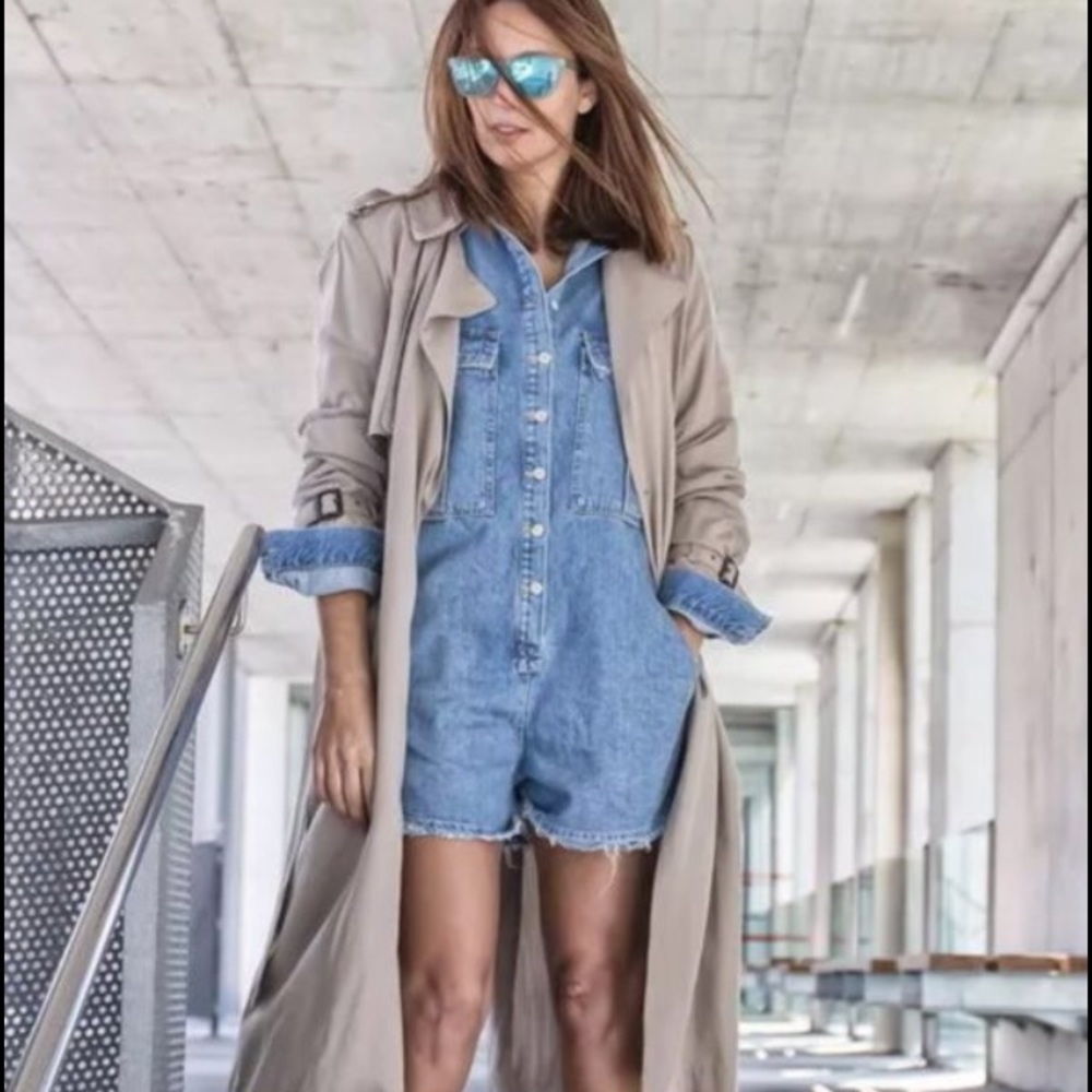 ZARA denim long sleeve boiler suit