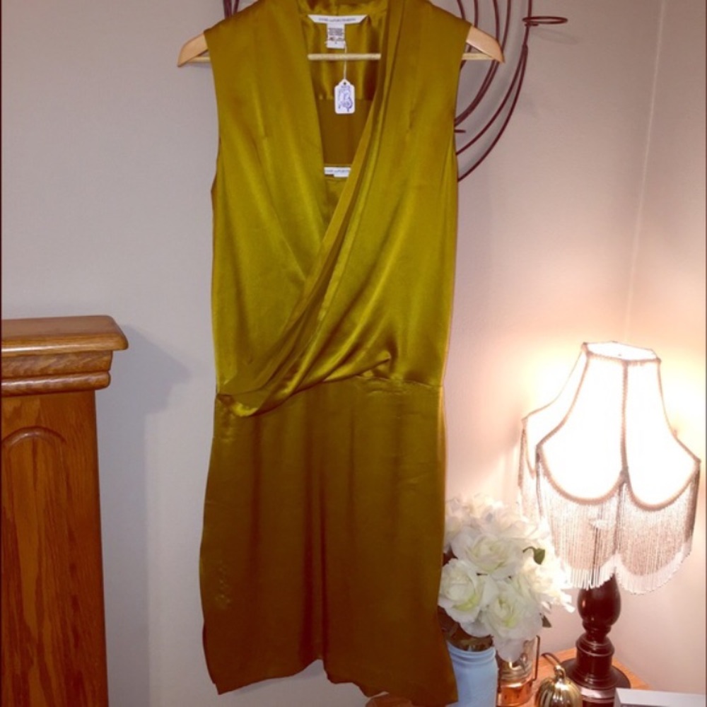 SOLD DVF Silk Mustard Dress