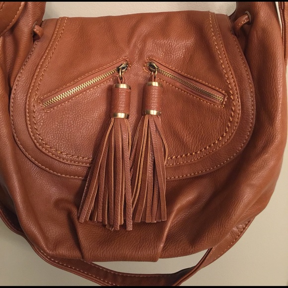 Melie Bianco cognac leather purse with tassels - Picture 2 of 6