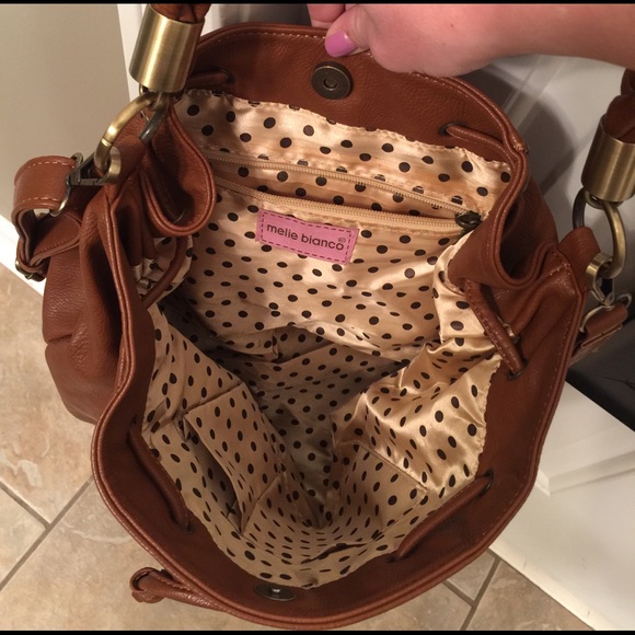 Melie Bianco cognac leather purse with tassels - Picture 5 of 6