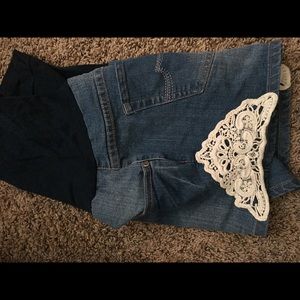 Maternity jean and lace shorts