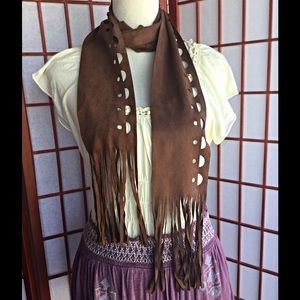 Steve Madden Faux suede scarf with cut out design.