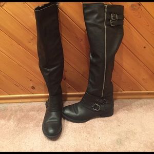 Knee High black zip up boots