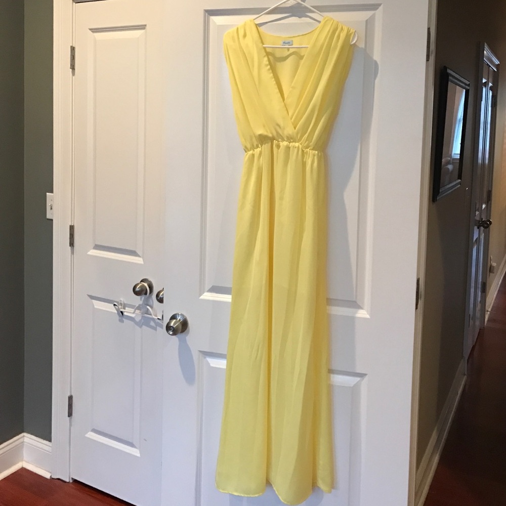 Long buttery yellow maxi dress